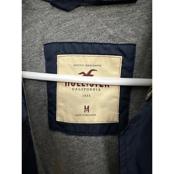 Hollister Jacket Men Padded Snap Buttons Polo Shirt Size Medium‎ Blue - Picture 4 of 10